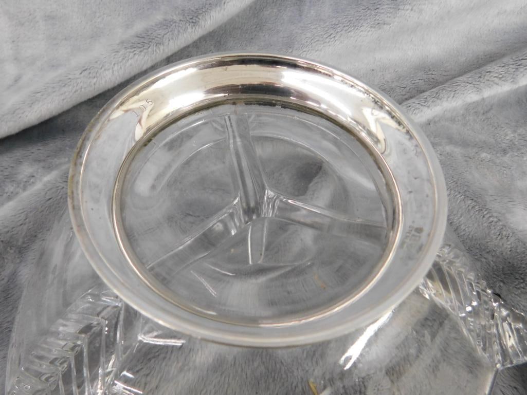 Sterling Silver - 3 Footed Glass Bowls - Weighted - 5