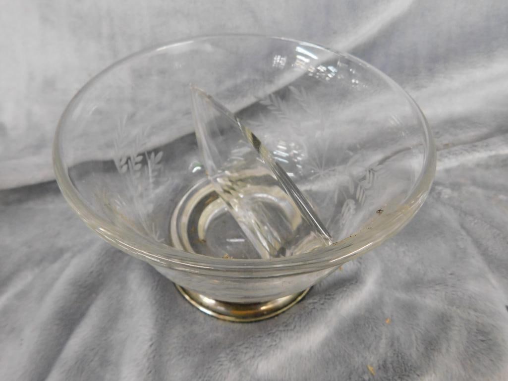 Sterling Silver - 3 Footed Glass Bowls - Weighted - 7