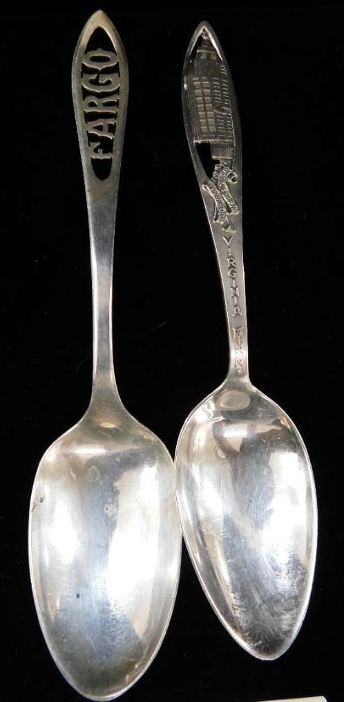 Sterling Silver - 2 Souvenir Spoons - Fargo - Virginia MN - 28 Grams (1 of 6)