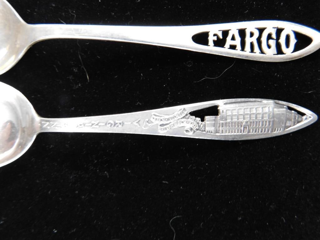 Sterling Silver - 2 Souvenir Spoons - Fargo - Virginia MN - 28 Grams - 3