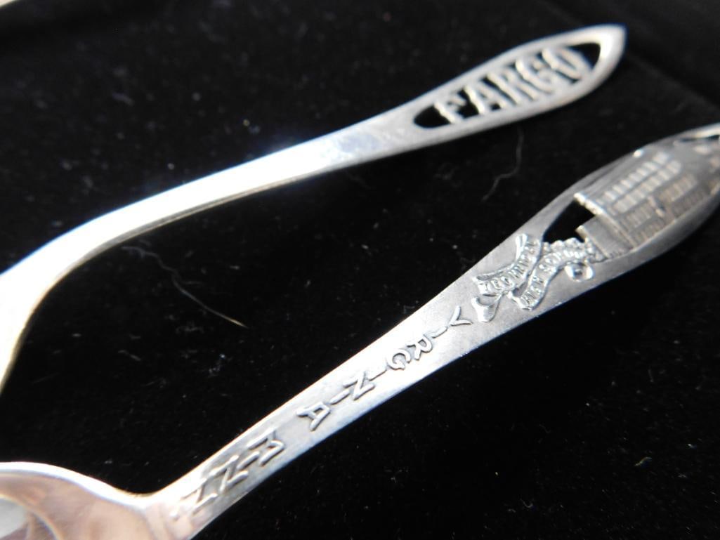 Sterling Silver - 2 Souvenir Spoons - Fargo - Virginia MN - 28 Grams - 4