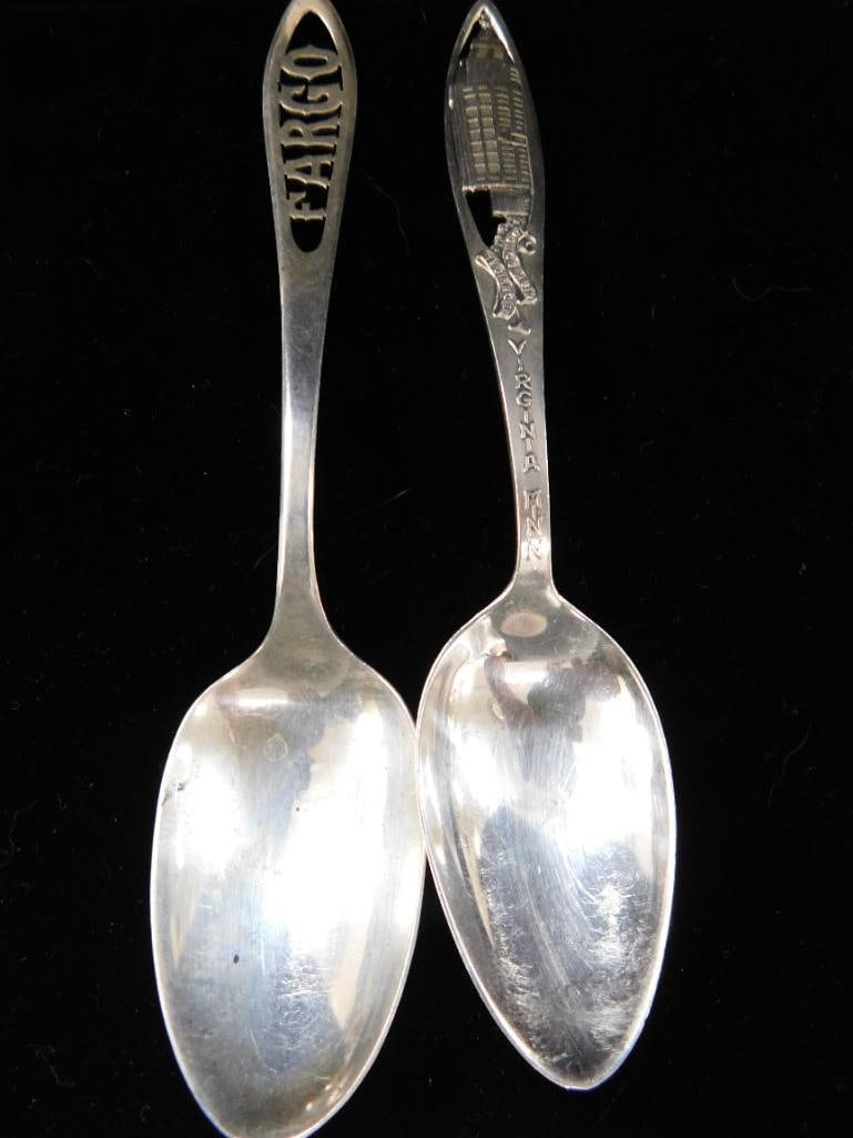 Sterling Silver - 2 Souvenir Spoons - Fargo - Virginia MN - 28 Grams - 5