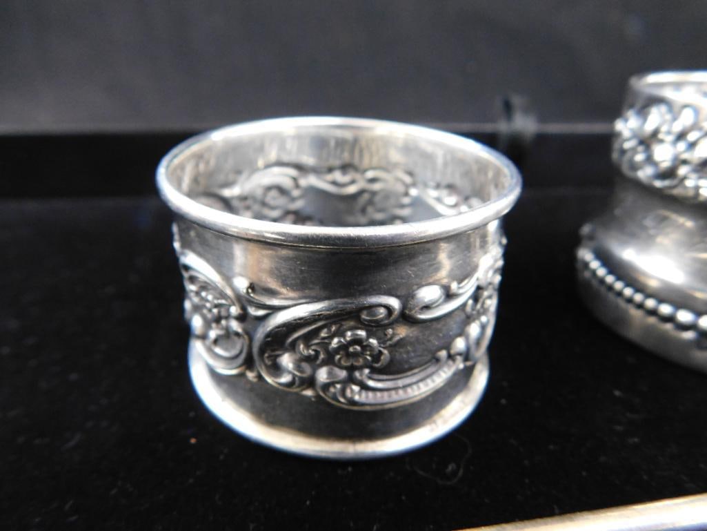 Sterling Silver - 2 Monogrammed Napkin Rings - 1 Candle Snuffer - 66 Grams TW - 2