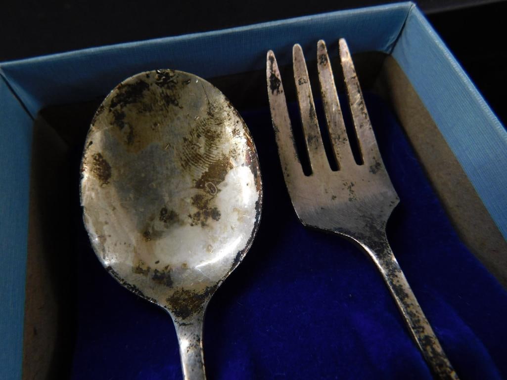 Sterling Silver - Childs Fork and Spoon - Monogrammed Watch Fob - 36 Grams - 3