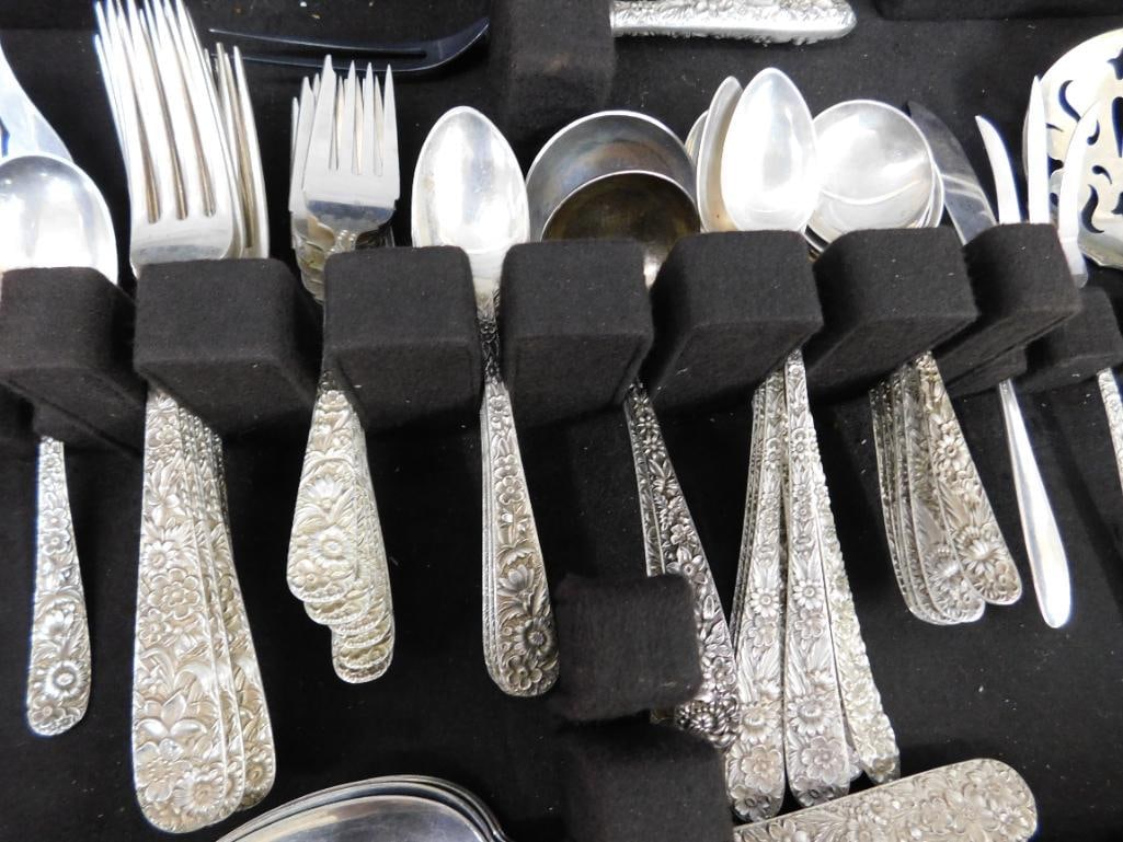 Sterling Silver - Flatware Set - Kirk and Sons - Repousse Floral - 2380 Grams - 16