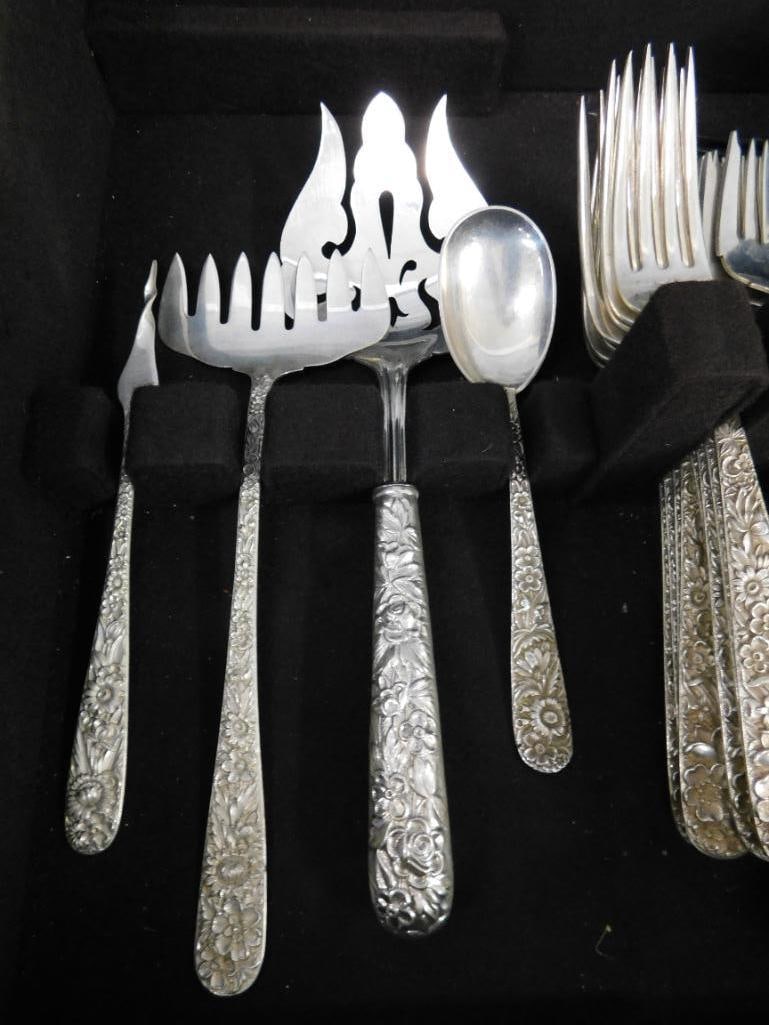 Sterling Silver - Flatware Set - Kirk and Sons - Repousse Floral - 2380 Grams - 17