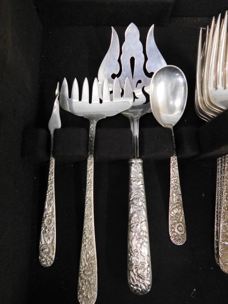Sterling Silver - Flatware Set - Kirk and Sons - Repousse Floral - 2380 Grams - 2
