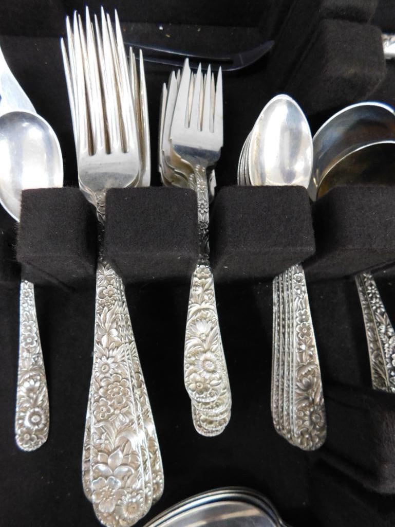Sterling Silver - Flatware Set - Kirk and Sons - Repousse Floral - 2380 Grams - 3