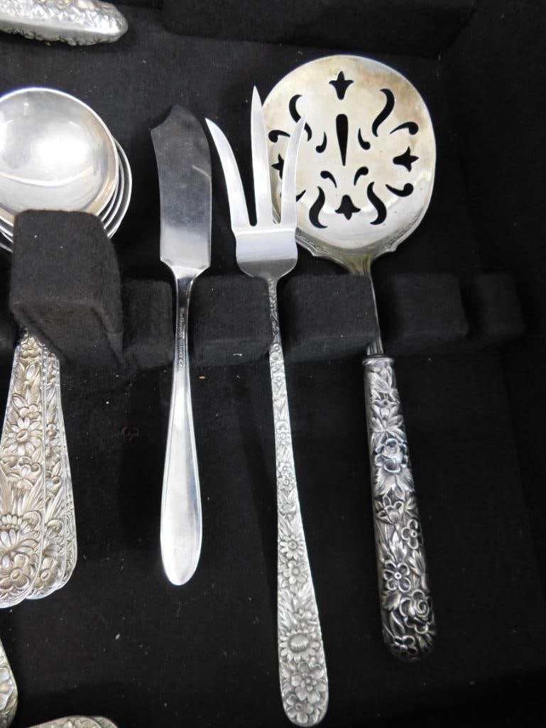Sterling Silver - Flatware Set - Kirk and Sons - Repousse Floral - 2380 Grams - 5