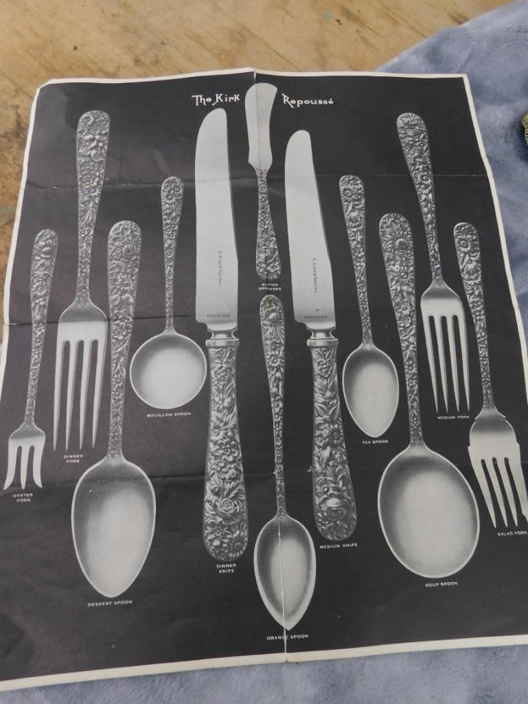Sterling Silver - Flatware Set - Kirk and Sons - Repousse Floral - 2380 Grams - 9
