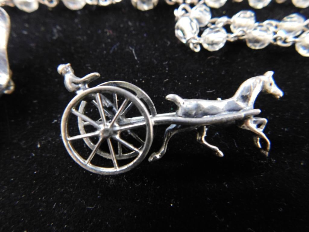 Sterling Silver - Size 7 Ring - Rosary - Taxco Bow Pin - Jokey Pin - 40 Grams TW - 5