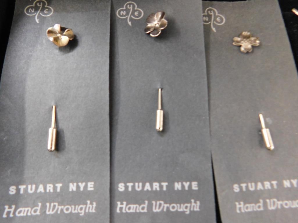 Sterling Silver - Tiny Spoon - Napkin Clip - 4 Stuart Nye Pins - Charm - 2 pins - 24.3 Grams - 2