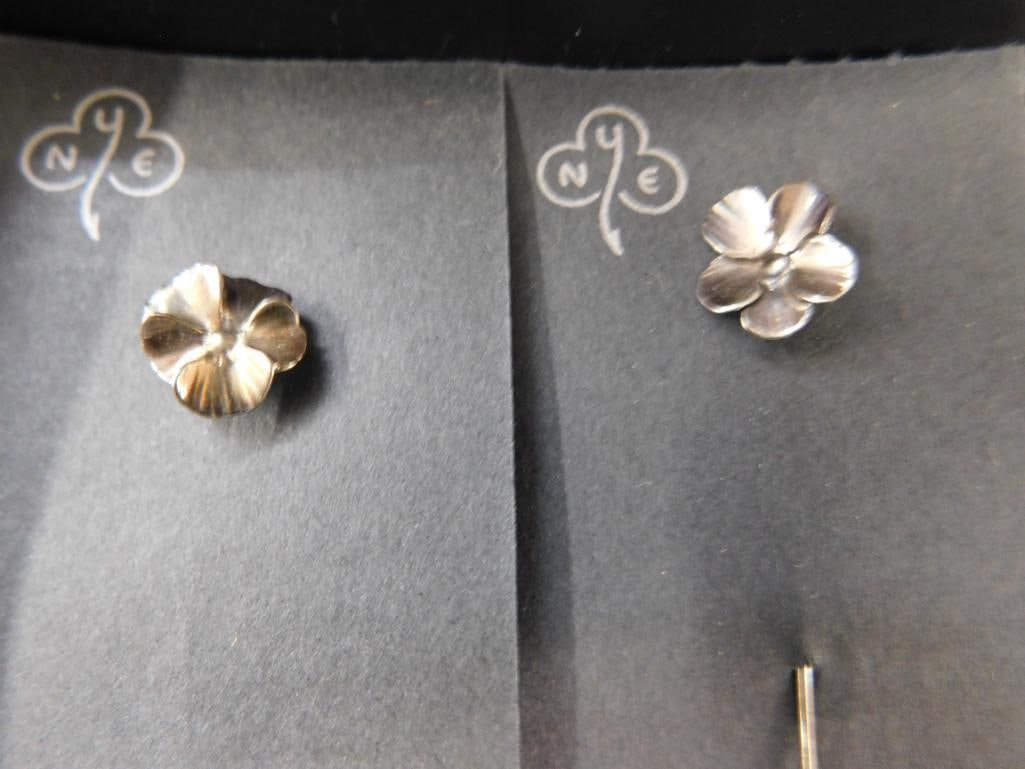 Sterling Silver - Tiny Spoon - Napkin Clip - 4 Stuart Nye Pins - Charm - 2 pins - 24.3 Grams - 3