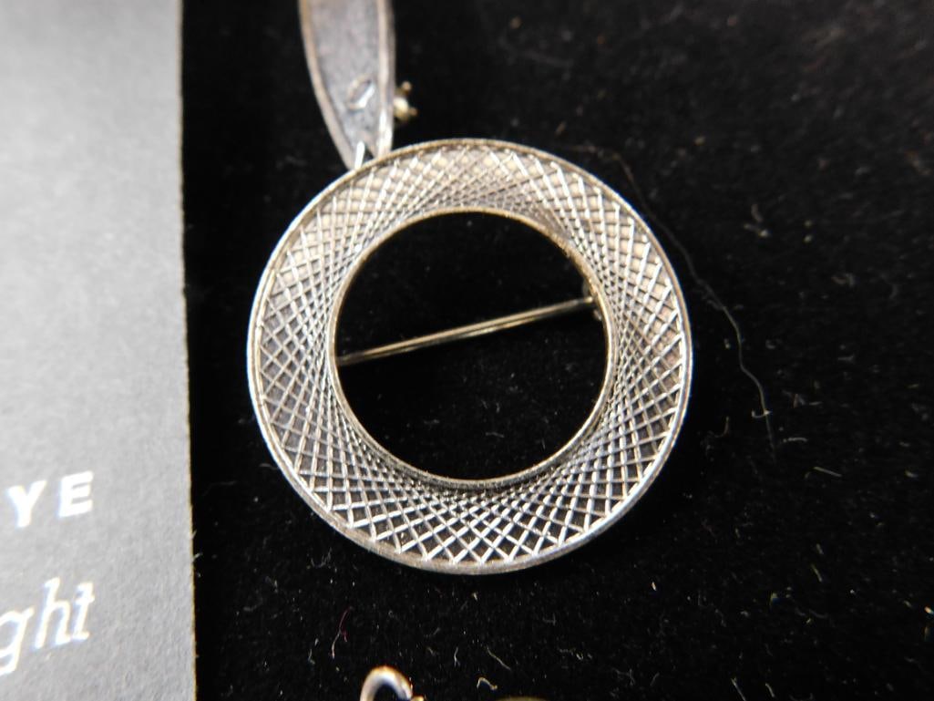 Sterling Silver - Tiny Spoon - Napkin Clip - 4 Stuart Nye Pins - Charm - 2 pins - 24.3 Grams - 7