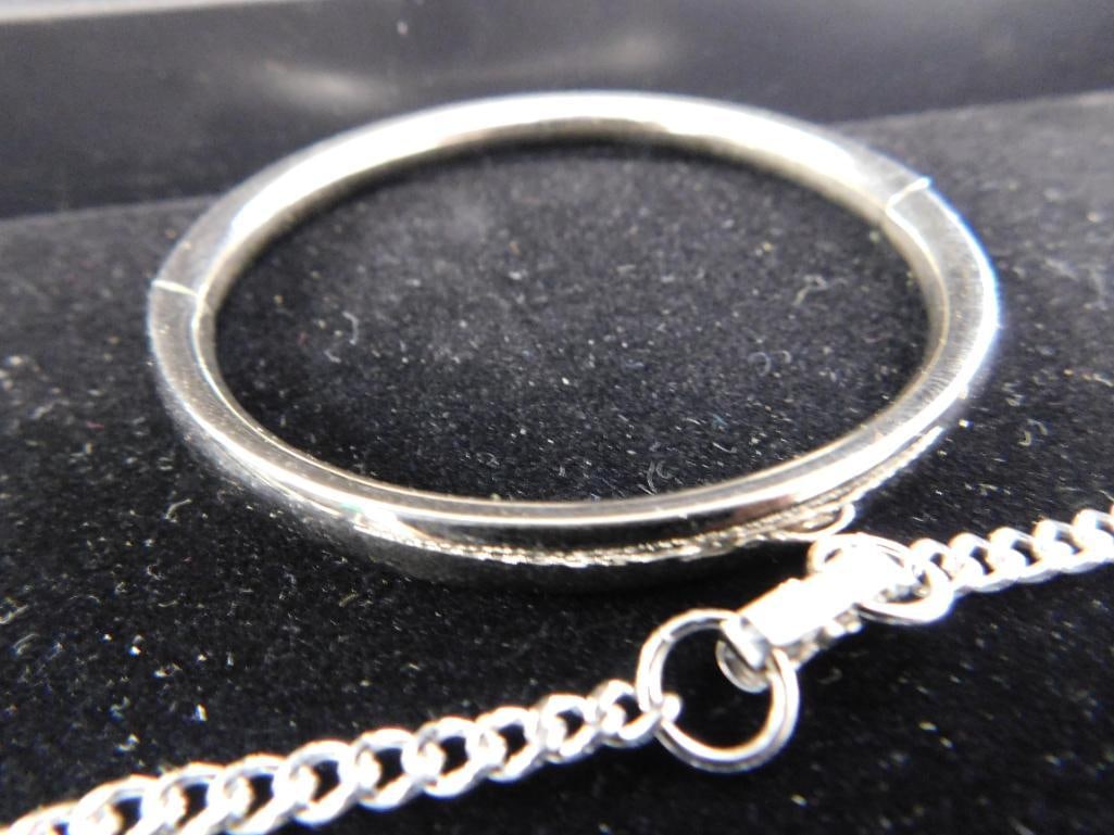 Sterling Silver - 2 Chain Bracelets - 1 Bangle Bracelet - 21.82 Grams - 2