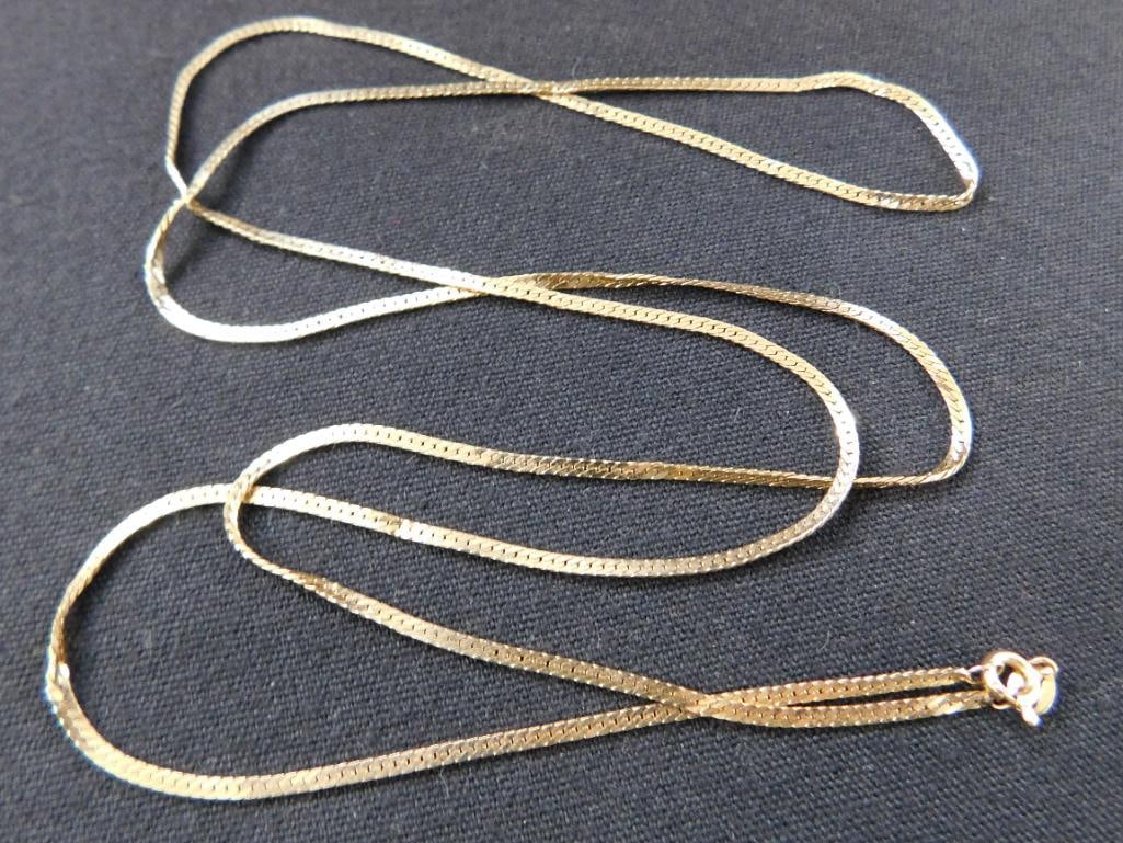 14K Yellow Gold 30" Herringbone Necklace - 5.85 Grams - 7