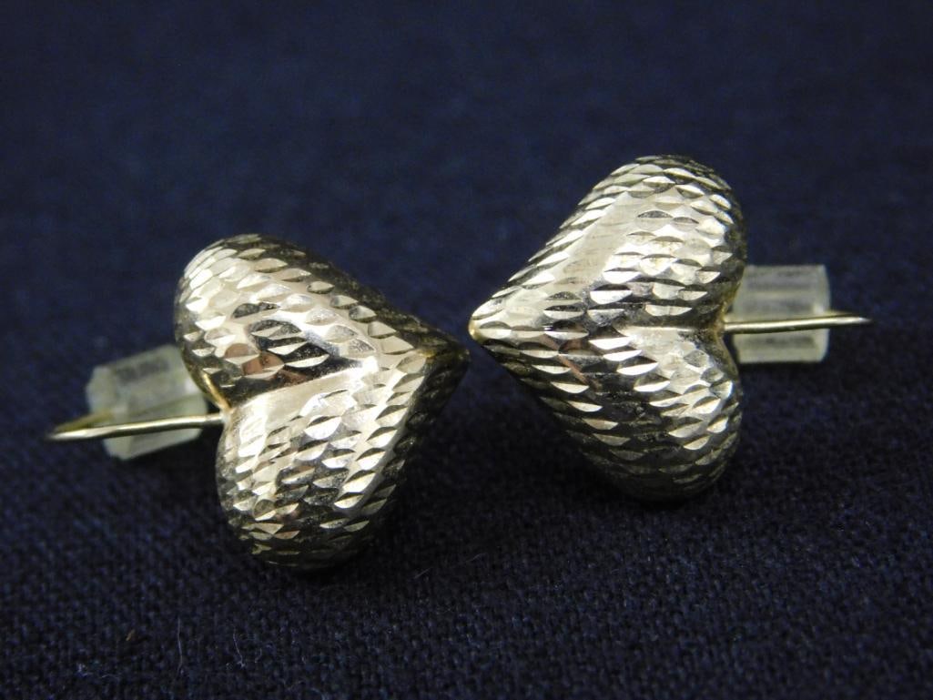 10K Yellow Gold Pierced Heart Earrings - .82 Grams - 5
