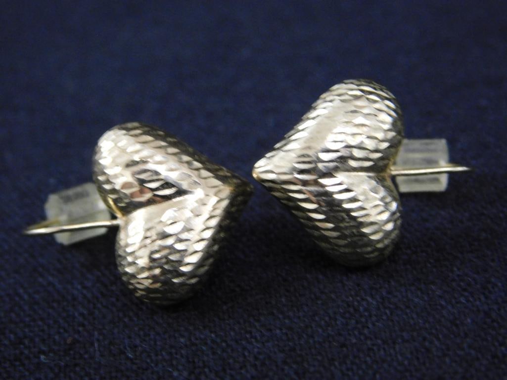 10K Yellow Gold Pierced Heart Earrings - .82 Grams - 6