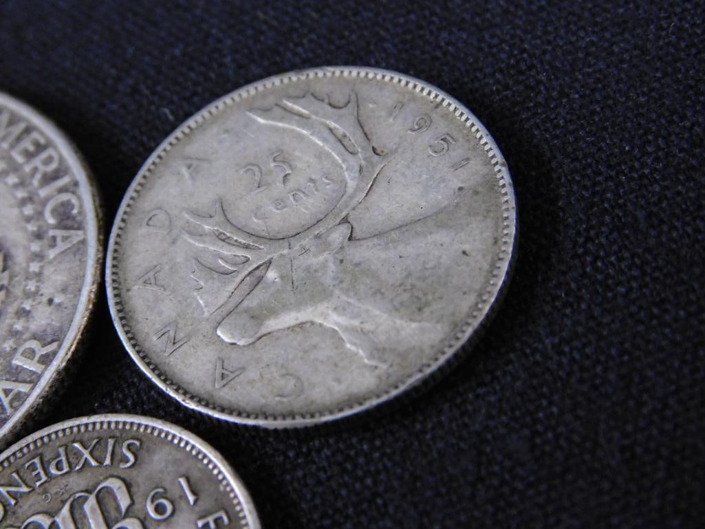 Sterling Silver - 5 Coins - 2 With Holes - 33 Grams - 10