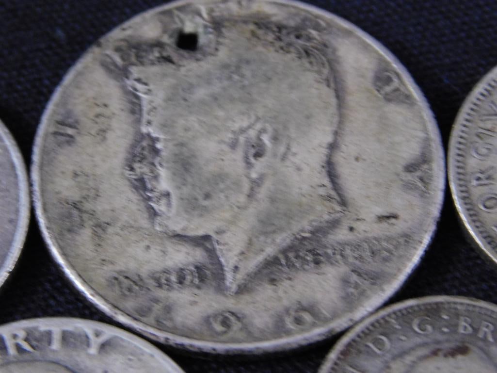 Sterling Silver - 5 Coins - 2 With Holes - 33 Grams - 3