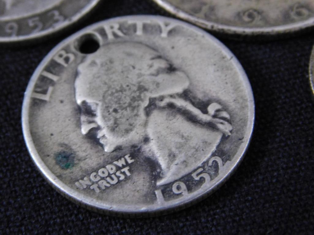 Sterling Silver - 5 Coins - 2 With Holes - 33 Grams - 5