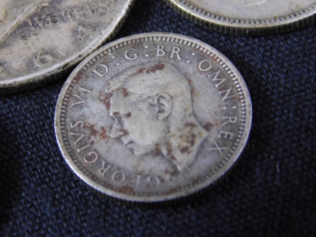 Sterling Silver - 5 Coins - 2 With Holes - 33 Grams - 6