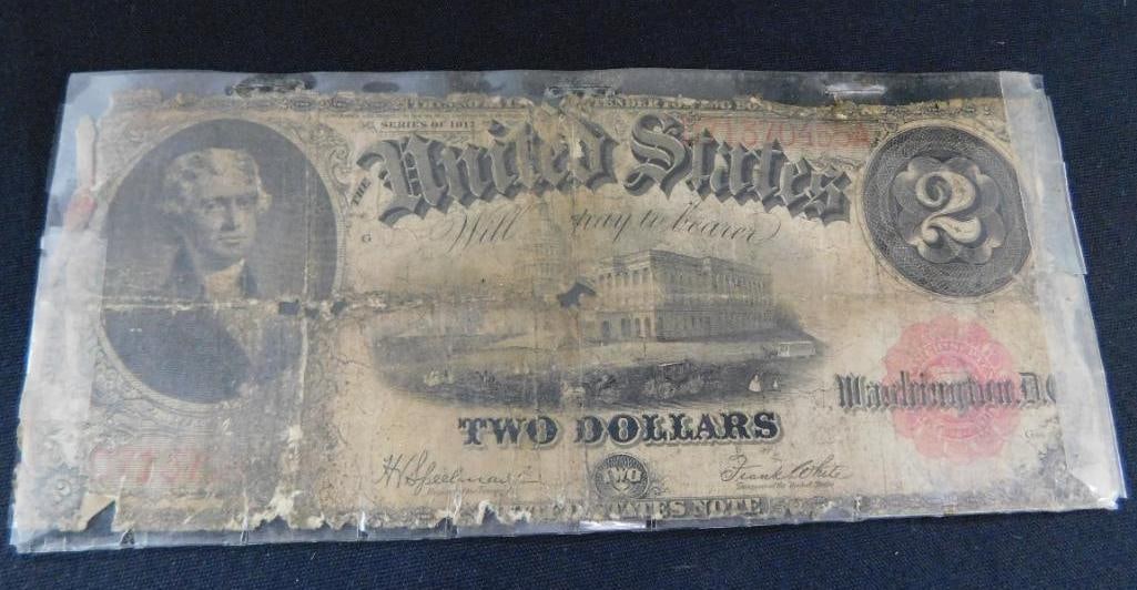 1917 US Currency $2 Bill: See Photos For Condition and Details