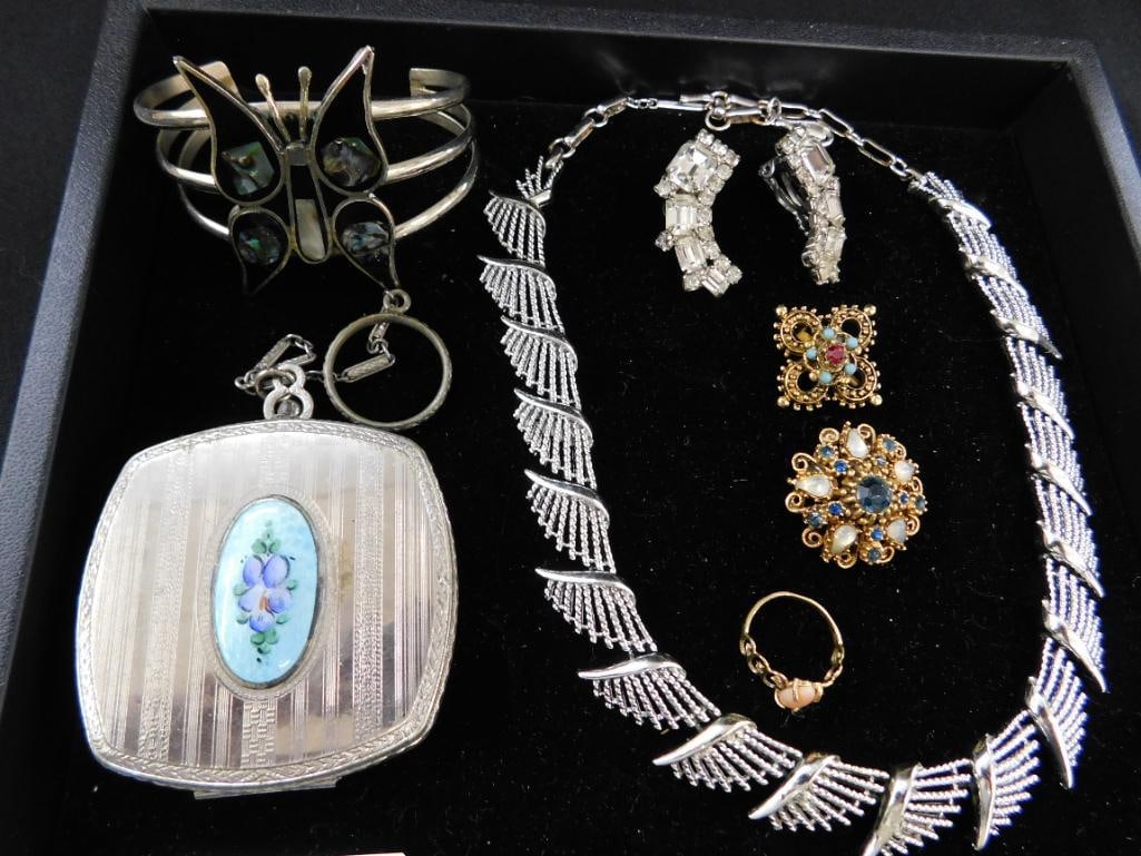 Tray Lot of Misc. Costume Jewelry with Compact - 11