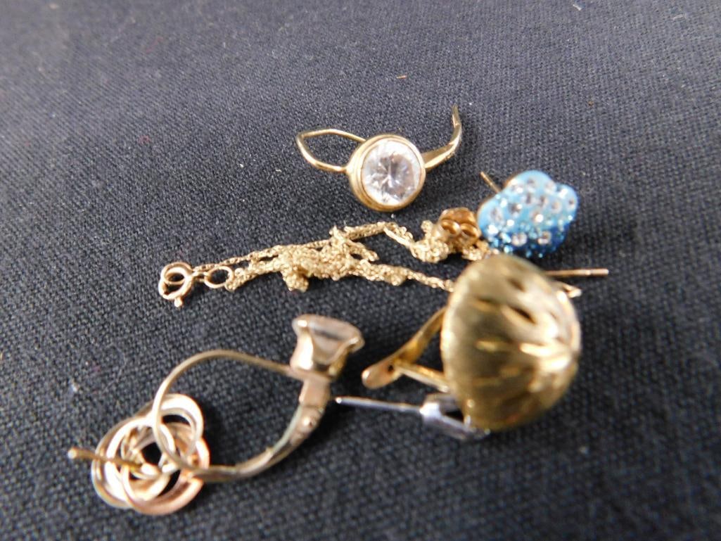 10K Gold - Scrap and Single Earrings - 5.1 Grams TW - 7