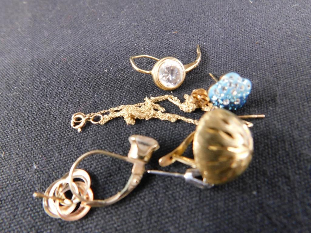 10K Gold - Scrap and Single Earrings - 5.1 Grams TW - 8