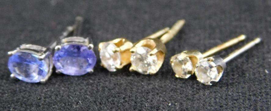 14K Gold - 3 Pairs of Pierced Post Earrings - No Earnuts - 1.38 Grams TW: See Photos For Condition and Details