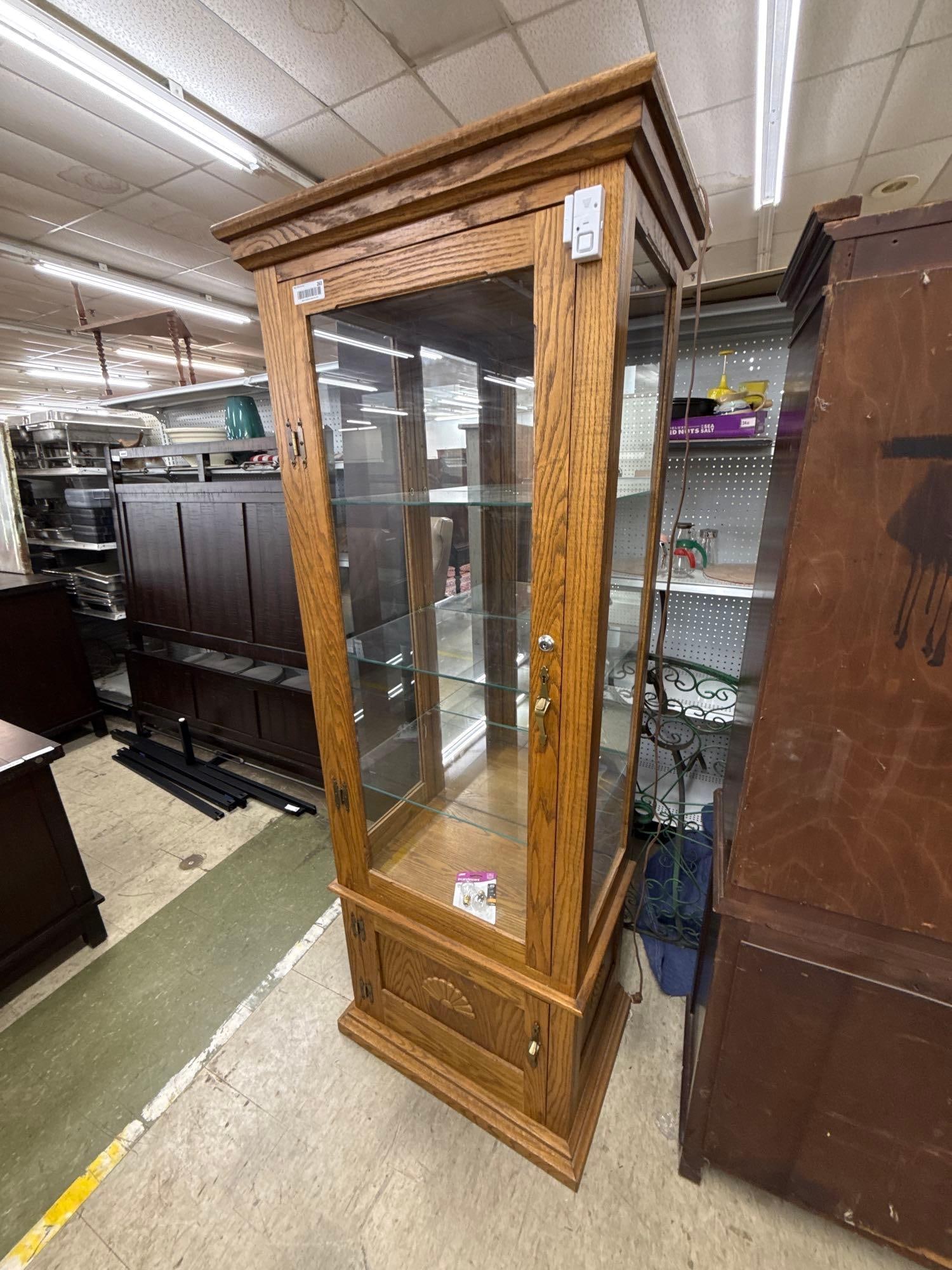 lighted curio/display cabinet with glass shelves - 2