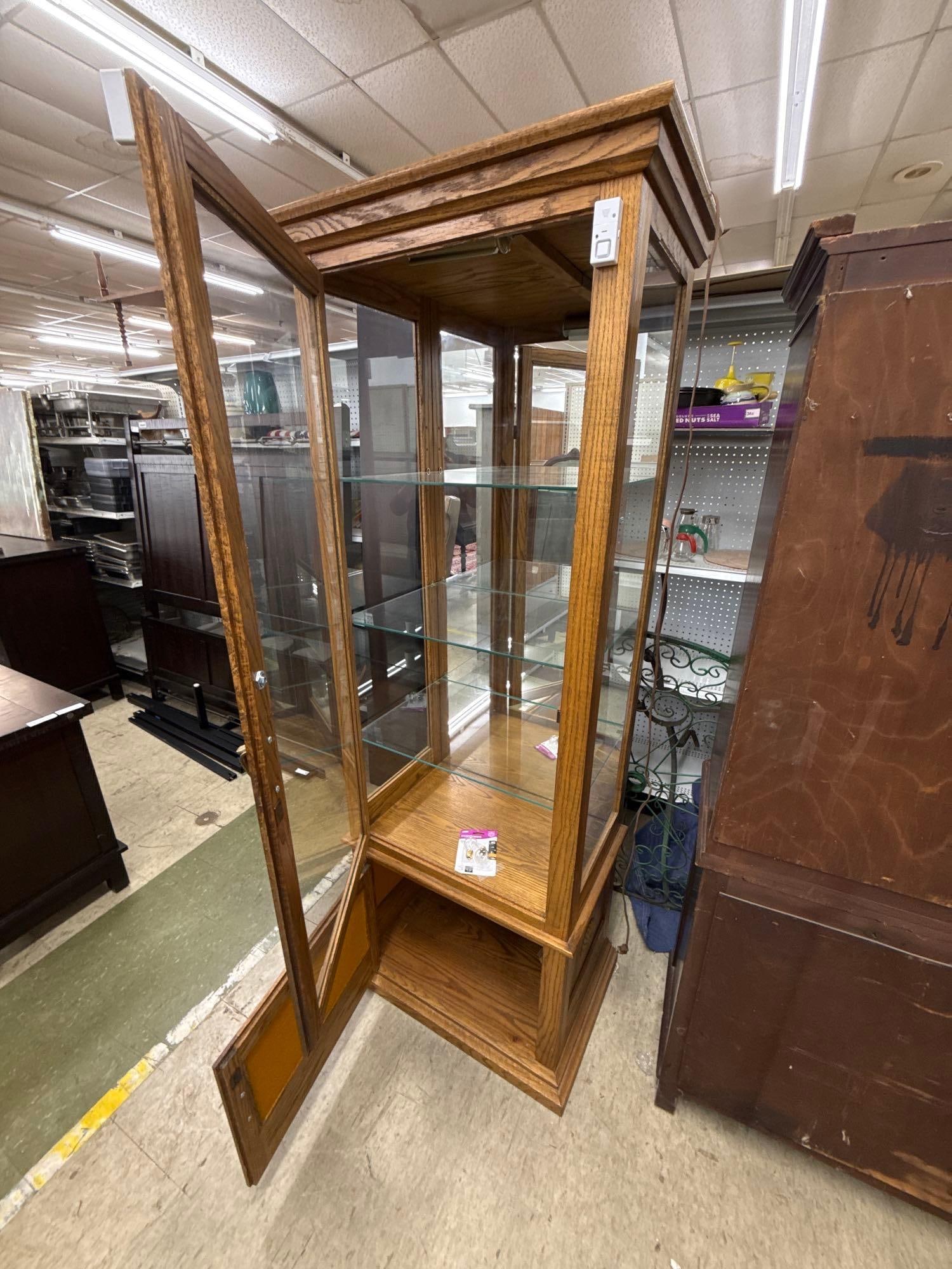 lighted curio/display cabinet with glass shelves - 4