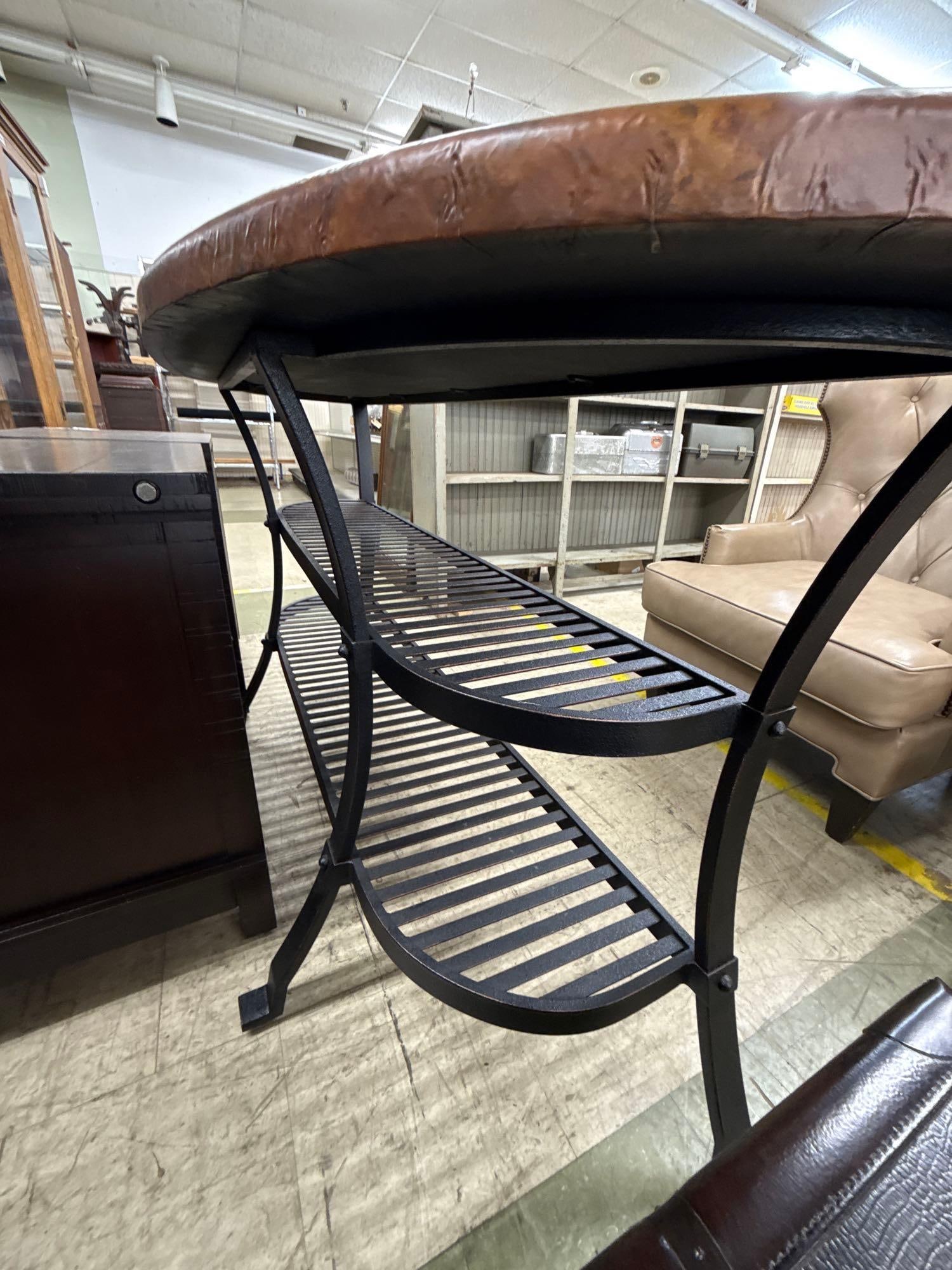 copper and wrought iron Demi Lune Console table - 4