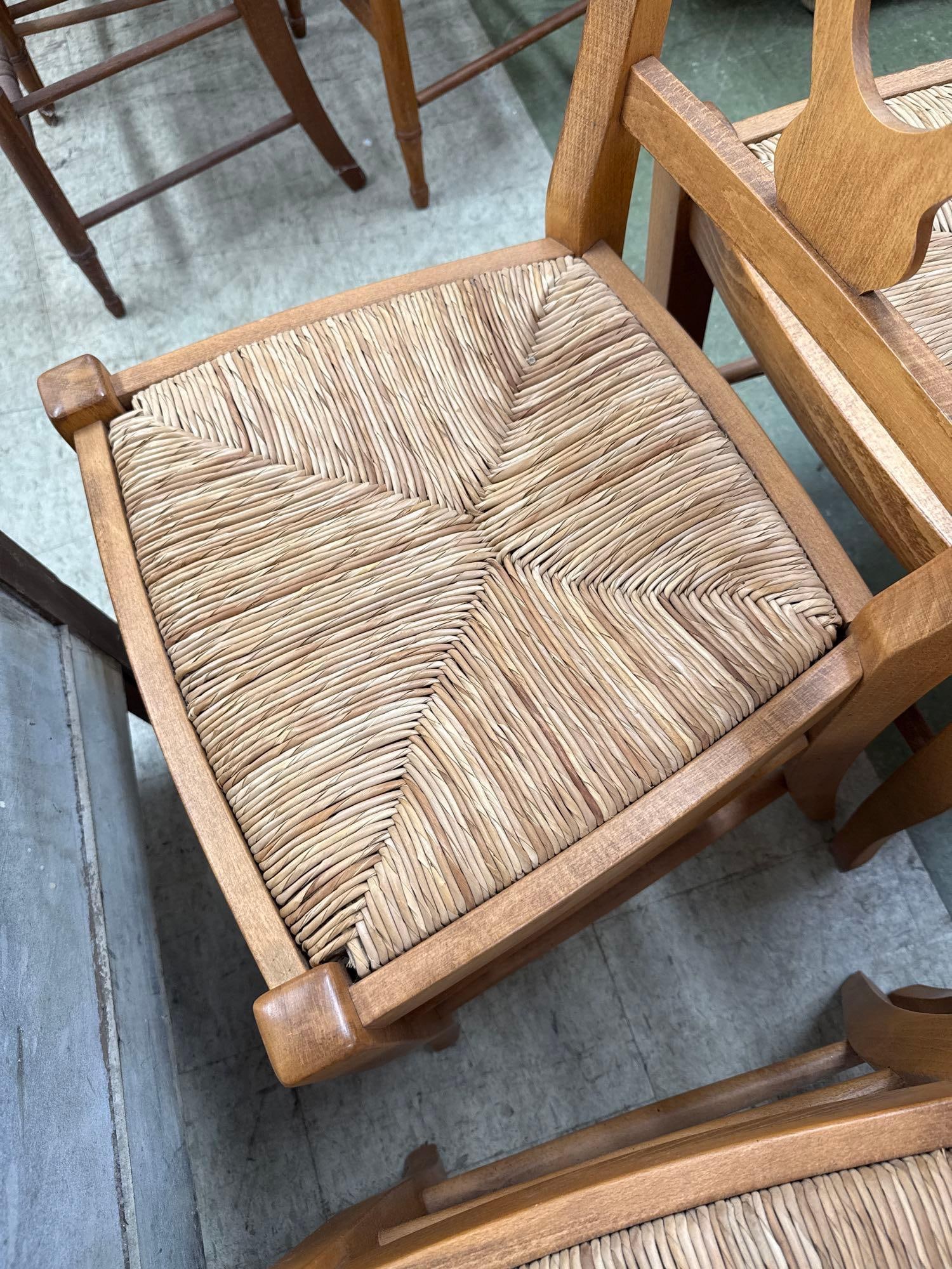 lot of six Rush Seat Chairs - 2 Arm 4 Side - 5
