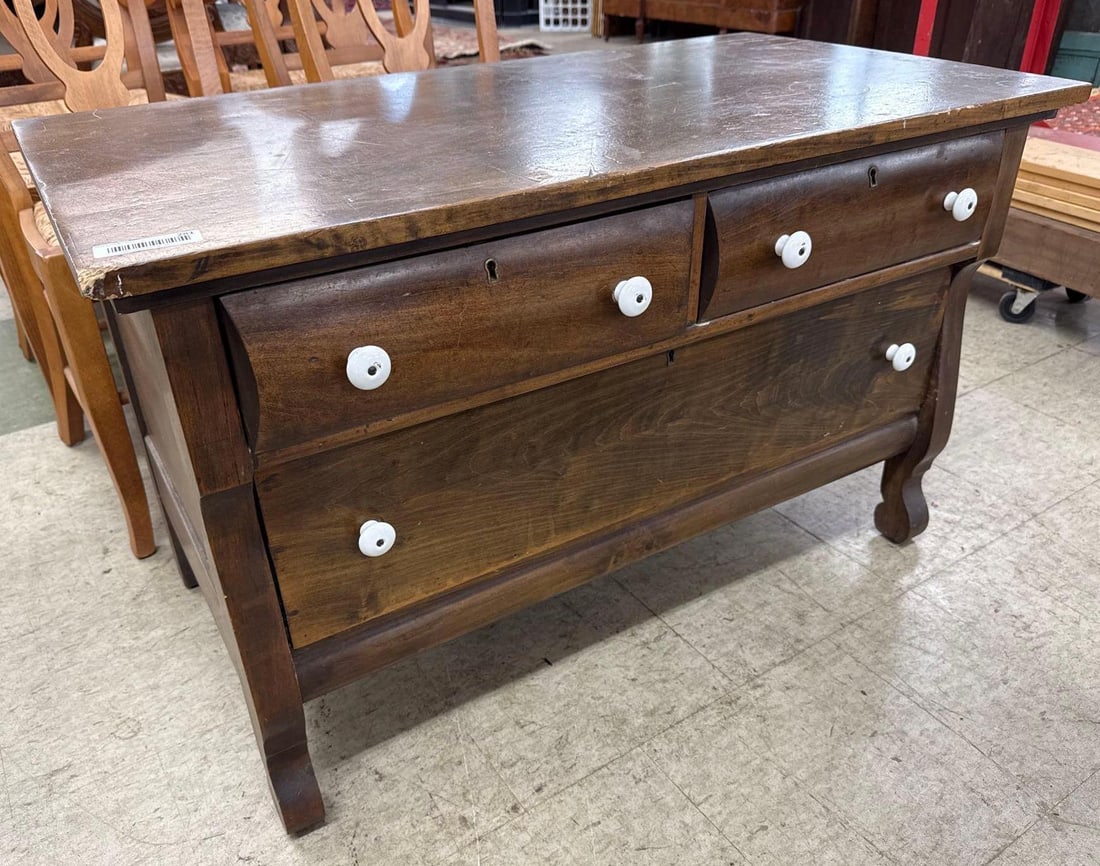vintage three drawer empire lowboy dresser (1 of 5)