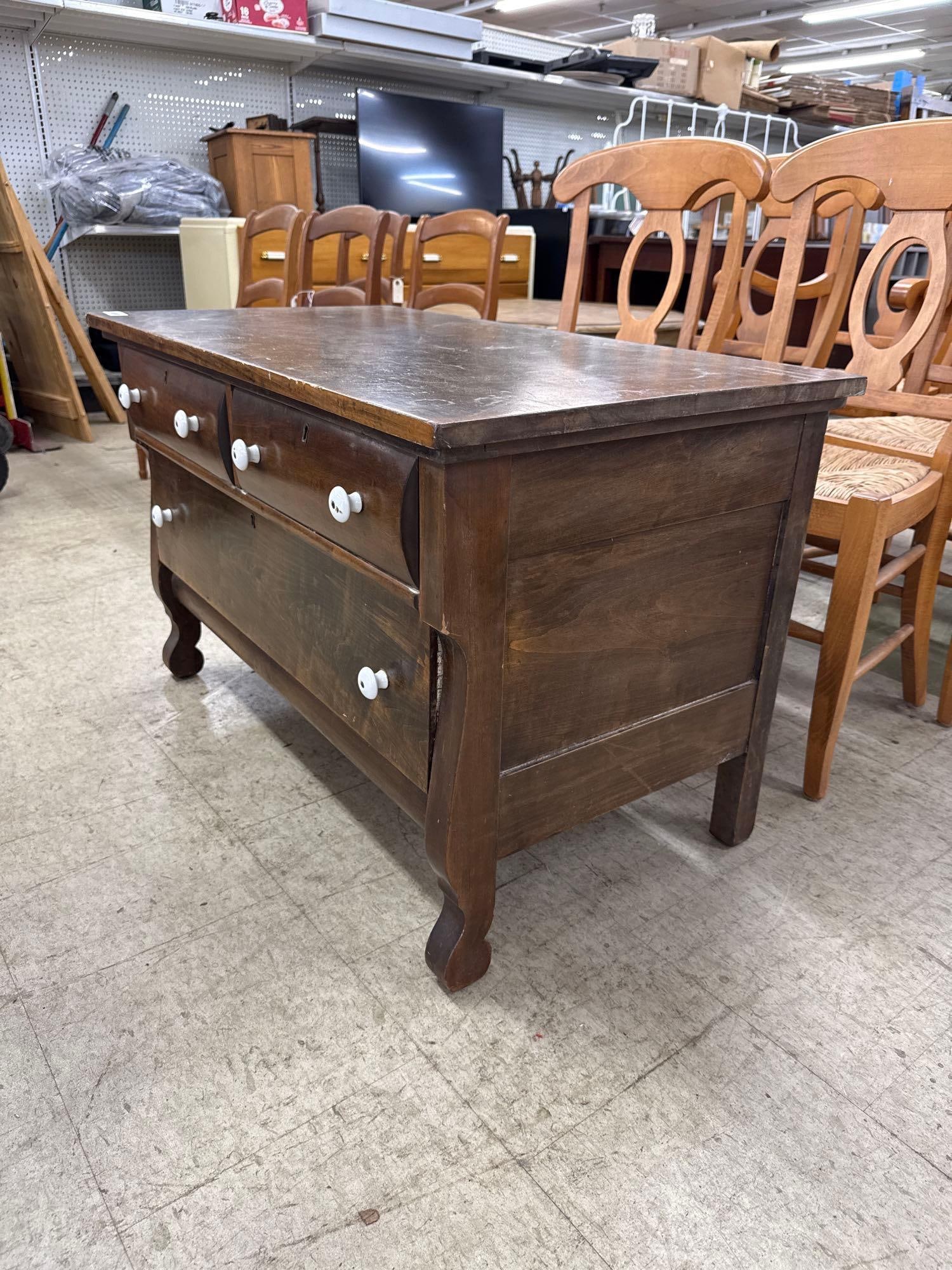 vintage three drawer empire lowboy dresser - 4