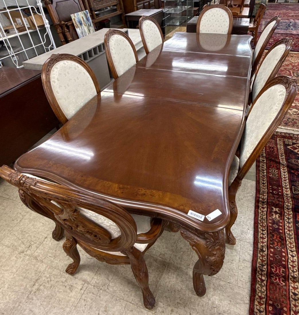 Dining table and 8 upholstered chairs (1 of 6)