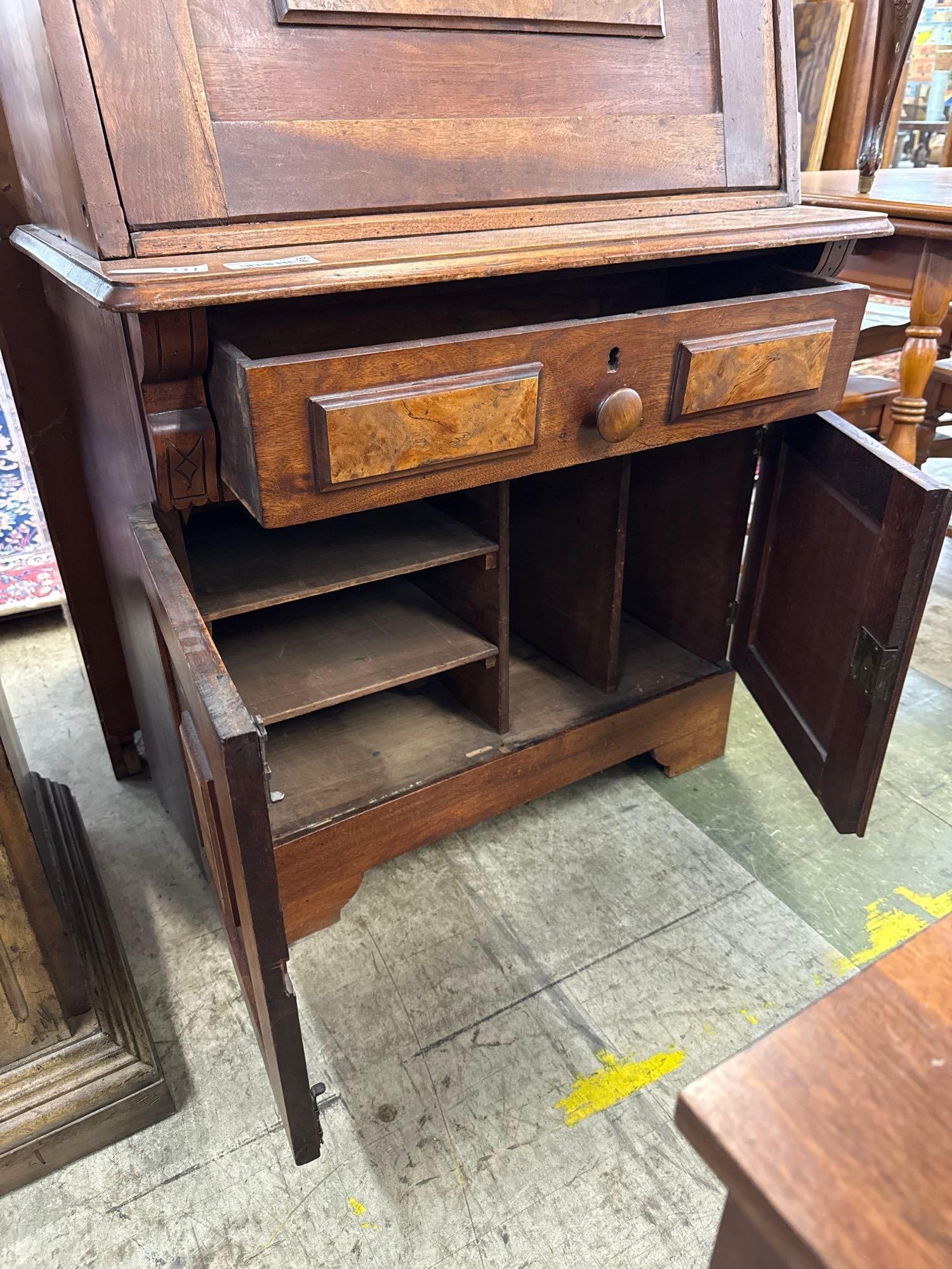 vintage walnut secretary with burl wood Veneer - 5