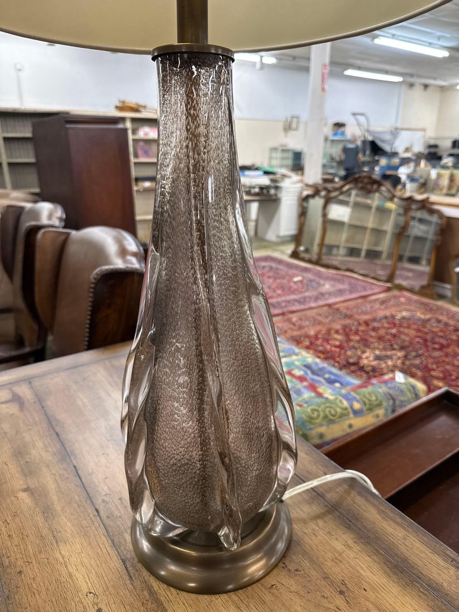 Pair of art glass base lamps with shades - 5