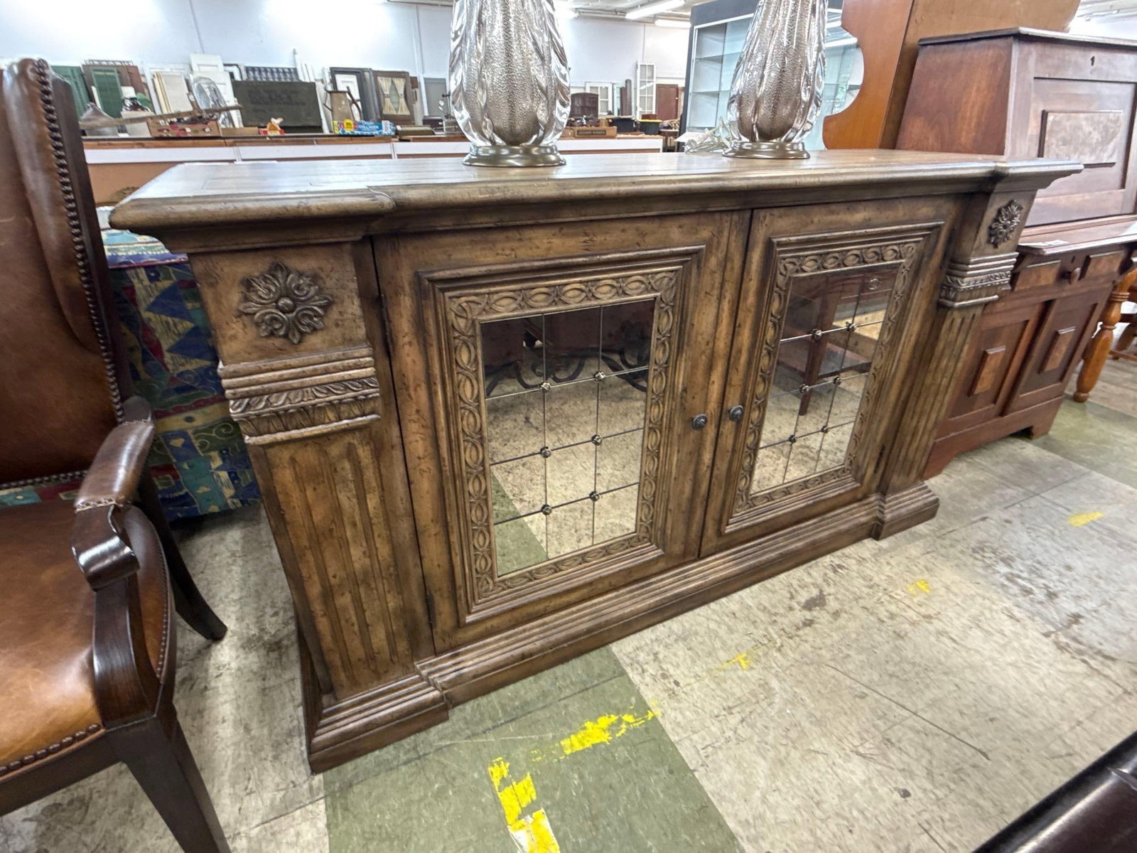 newer sideboard with mirrored doors - 2