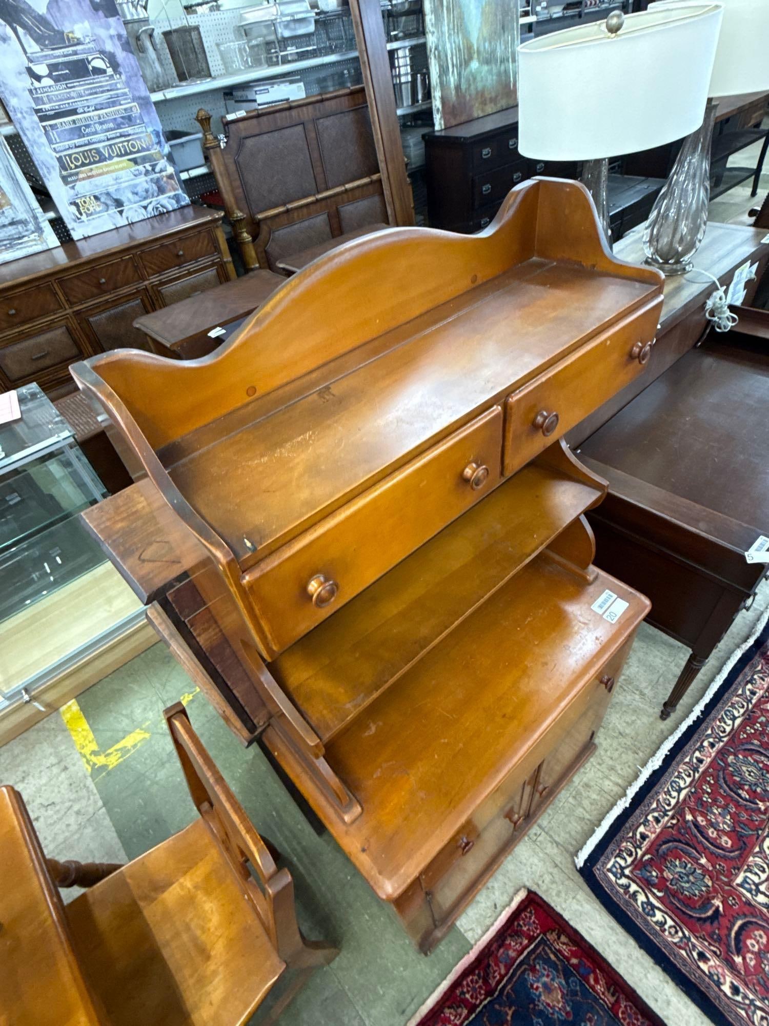 Maple hutch with drawers and doors - 5