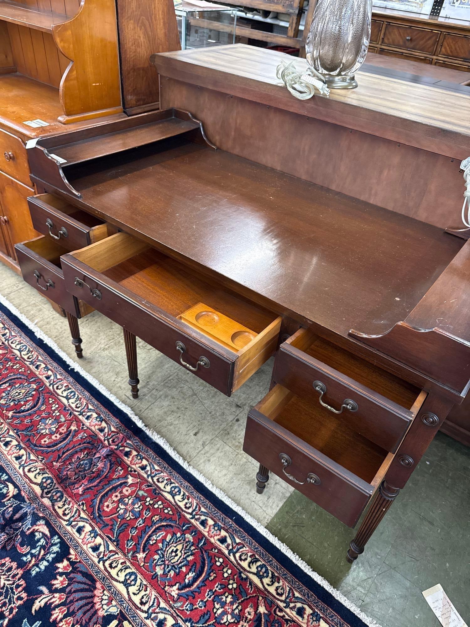 mahogany five drawer desk - 2