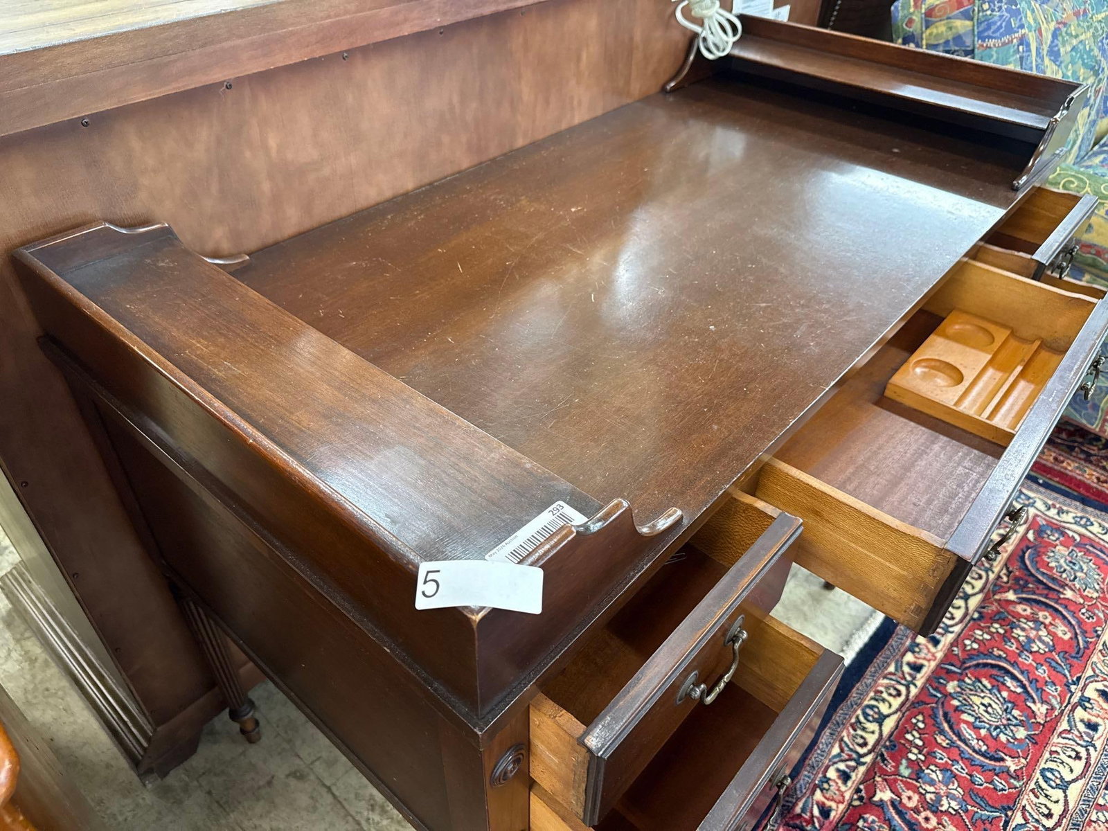 mahogany five drawer desk - 3