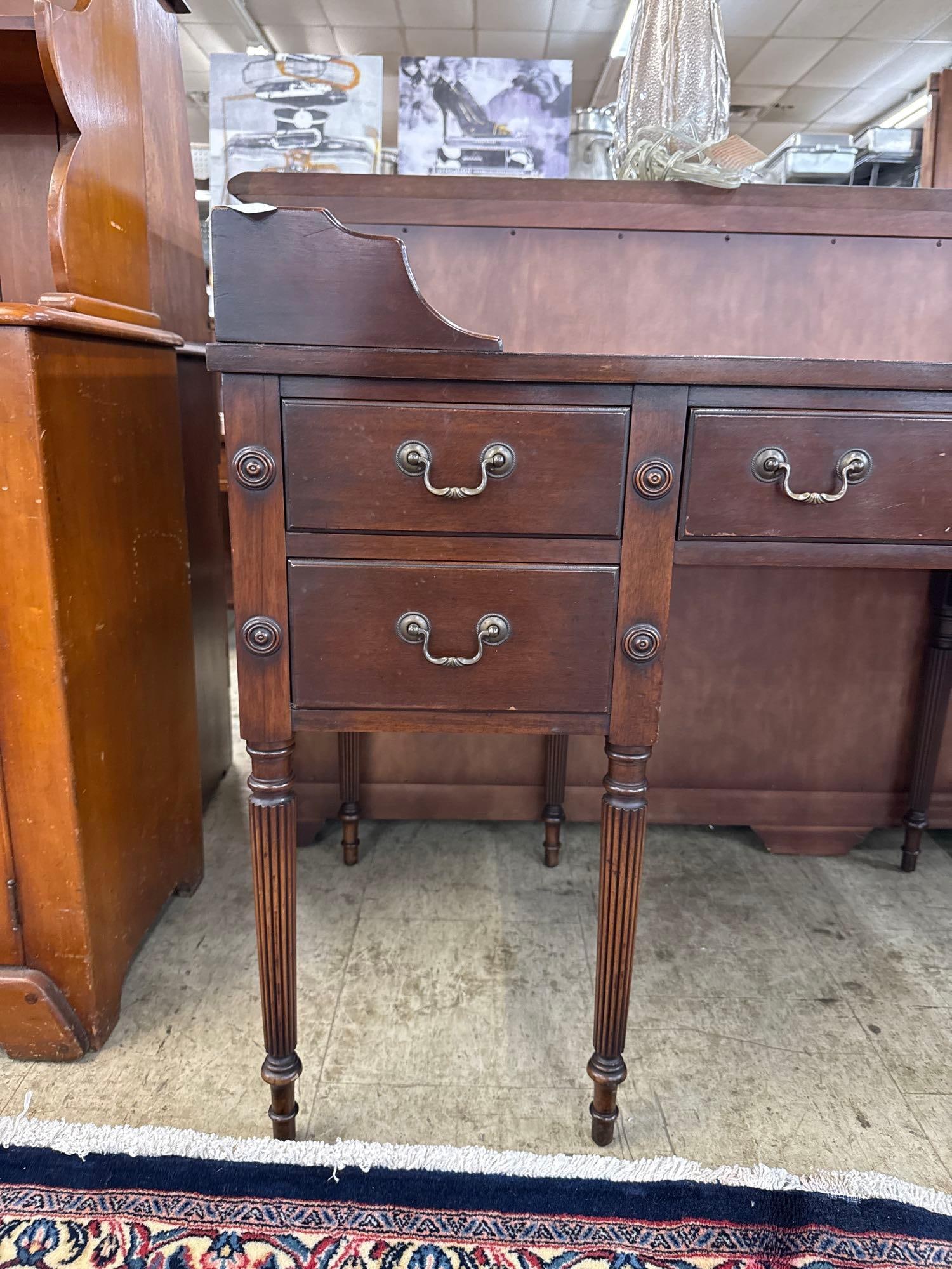 mahogany five drawer desk - 4