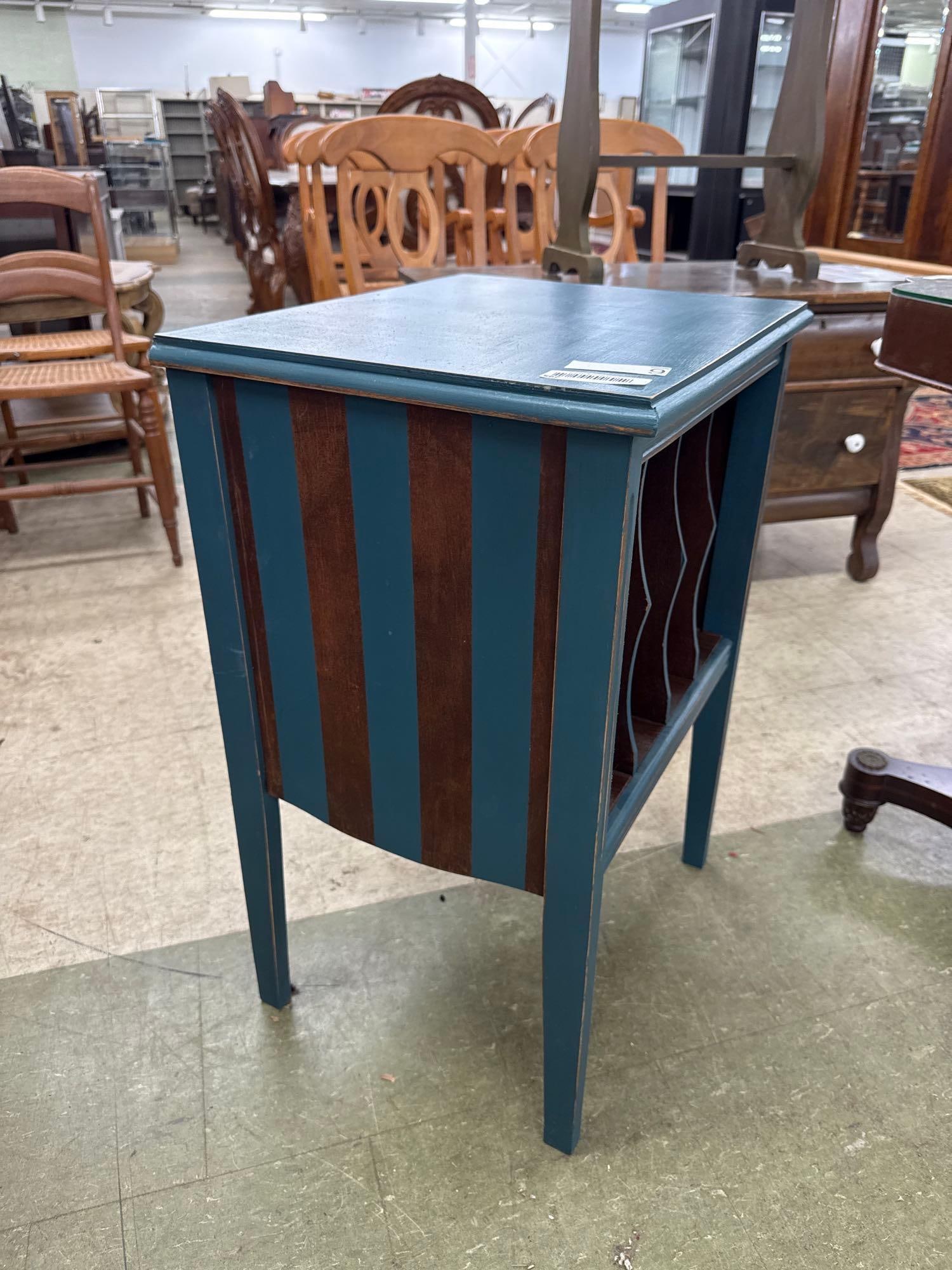 distressed painted record stand - 2