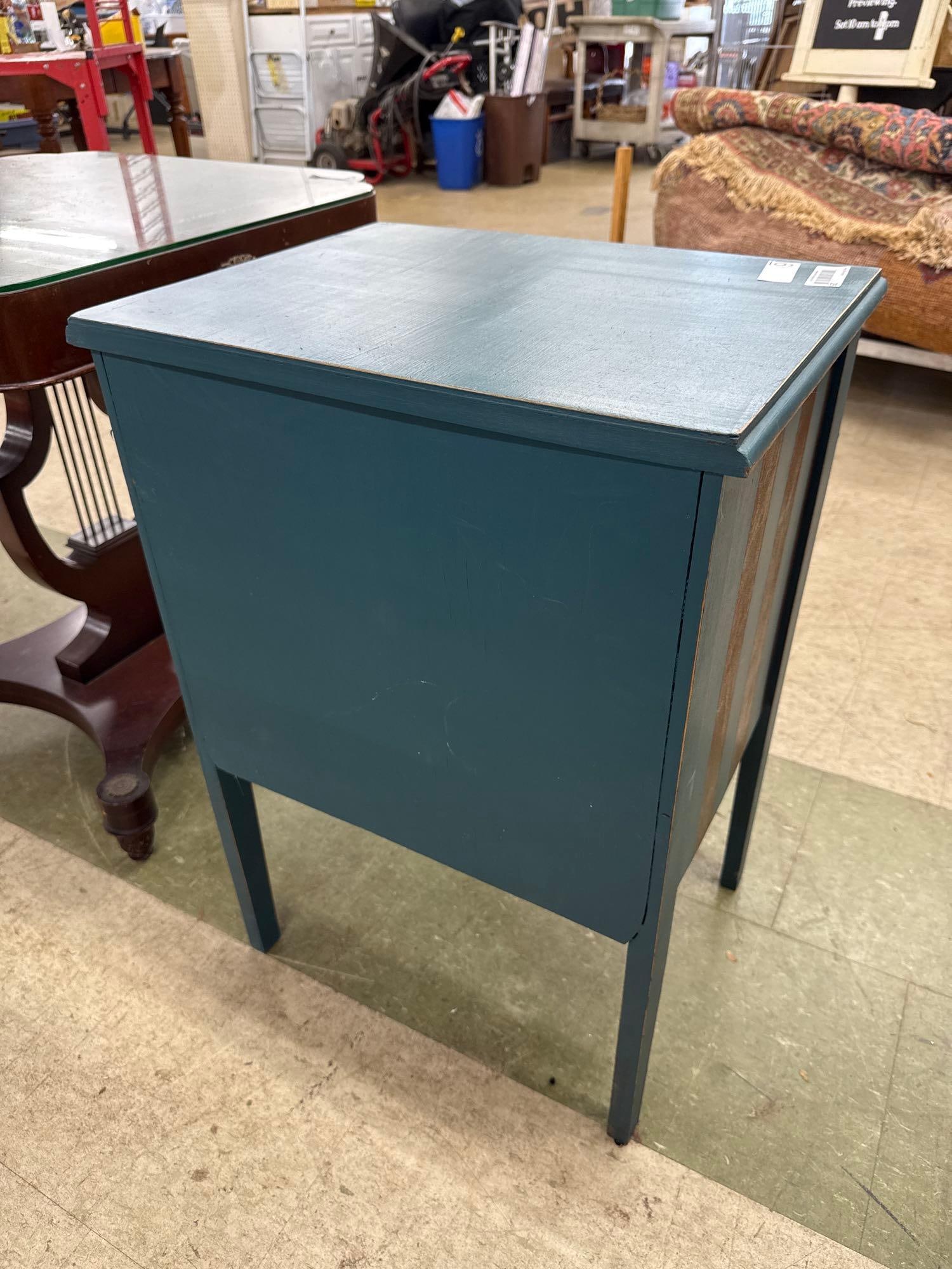 distressed painted record stand - 3