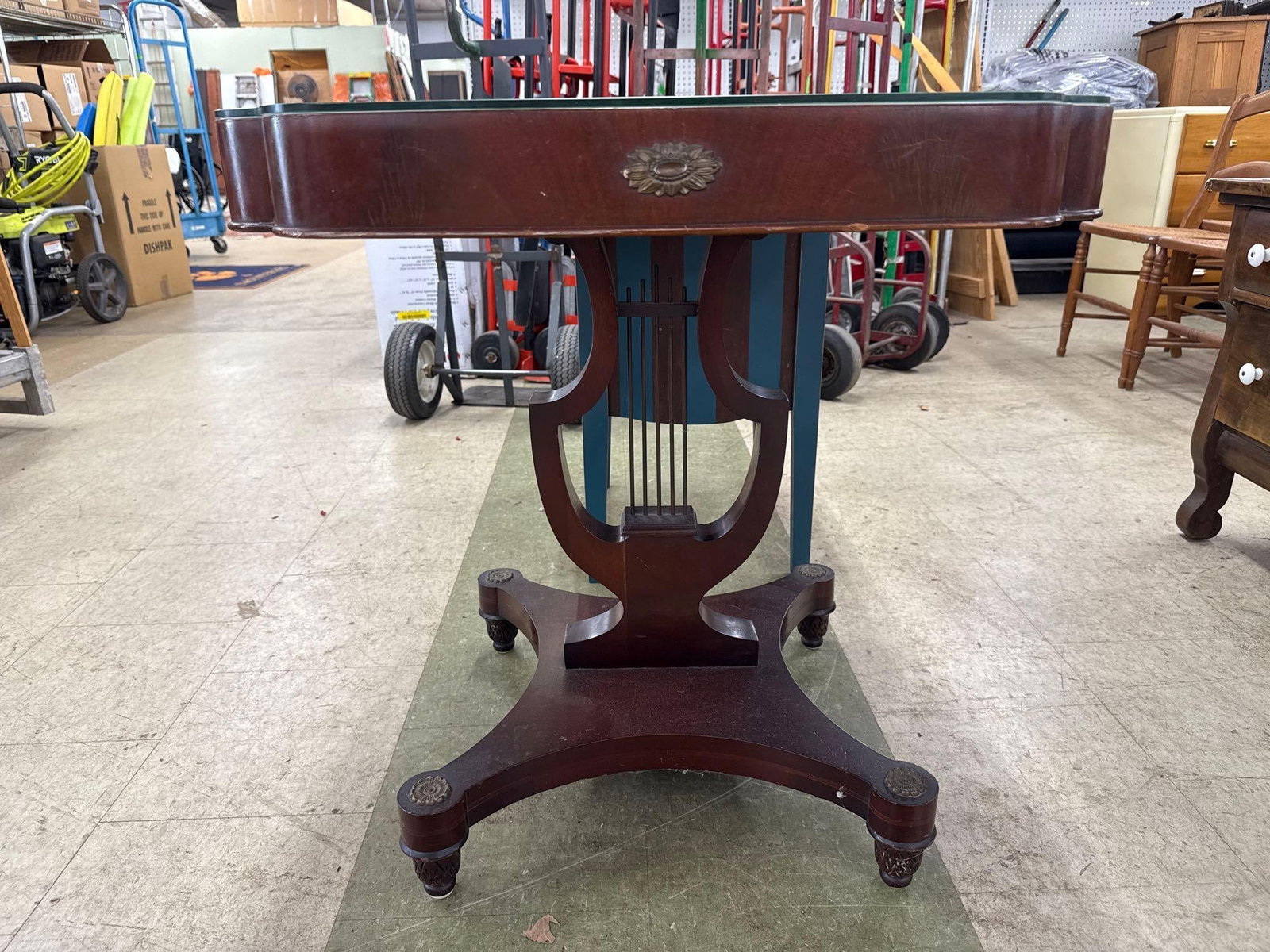 pedestal table with leather top - 3