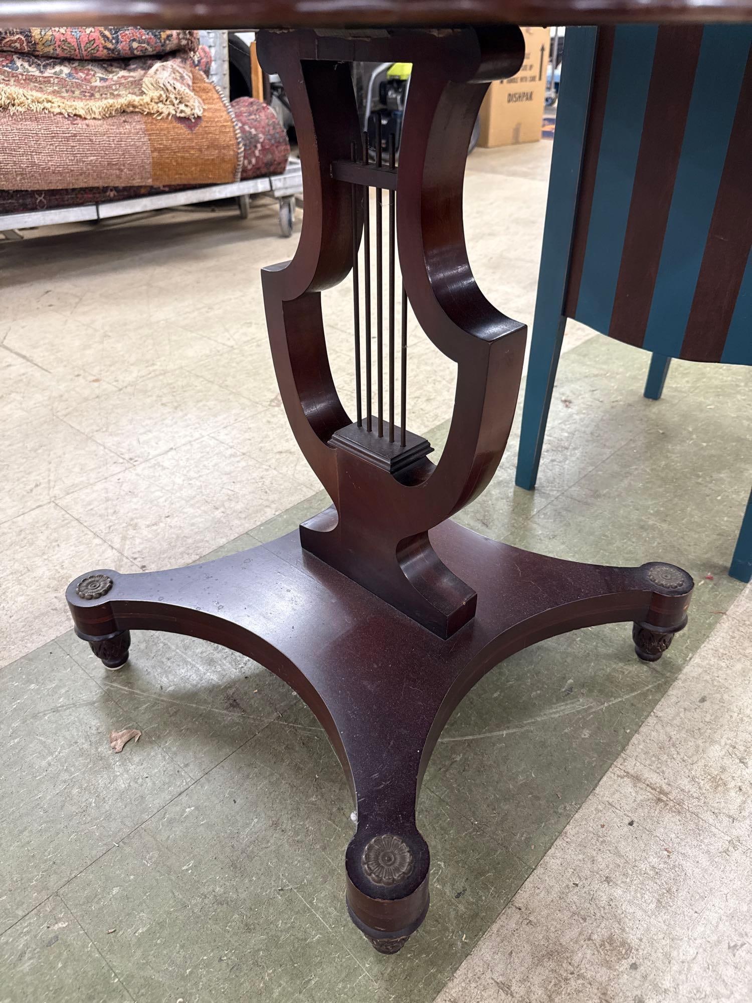 pedestal table with leather top - 4