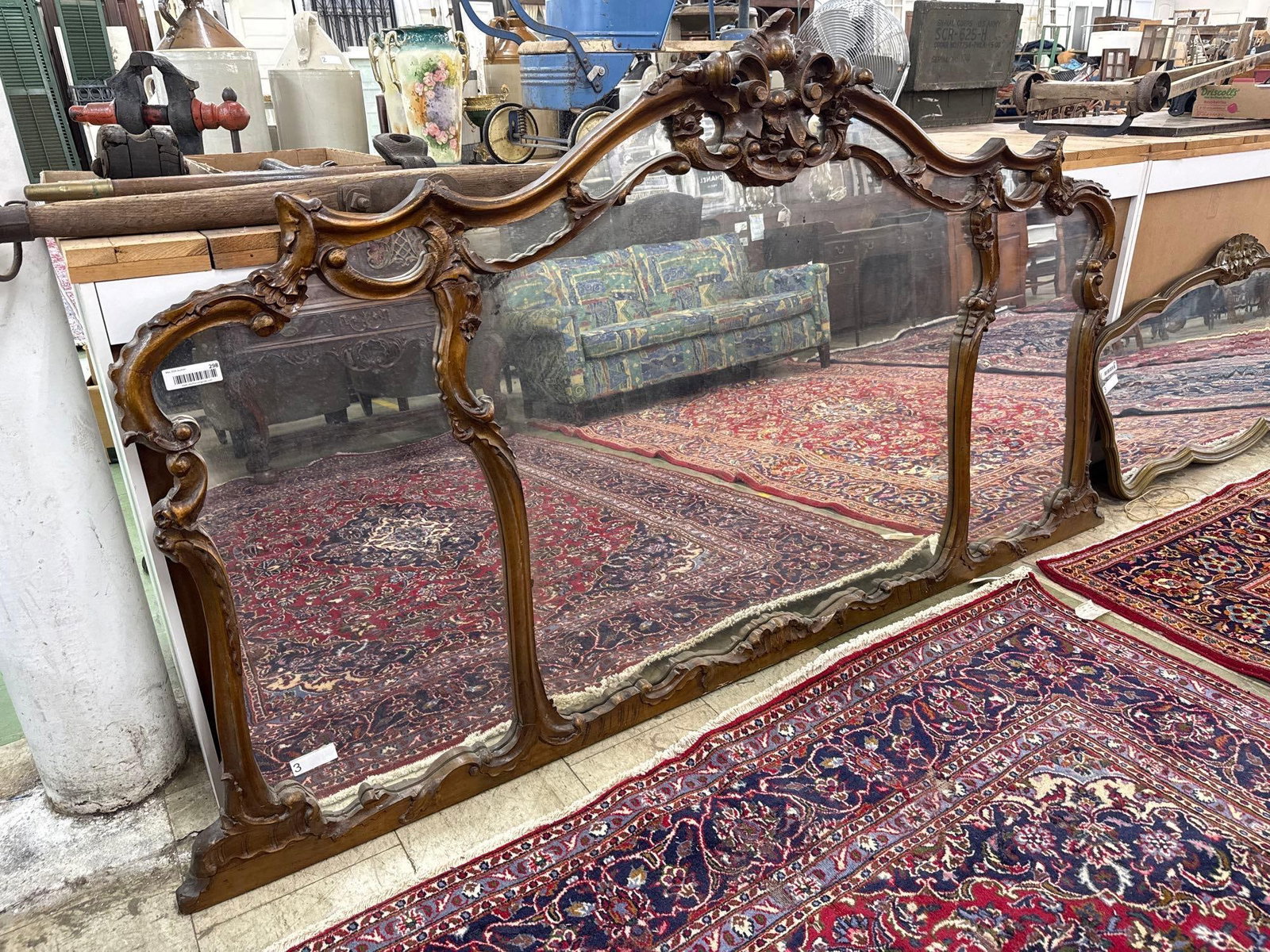 large carved wood frame mirror - 2